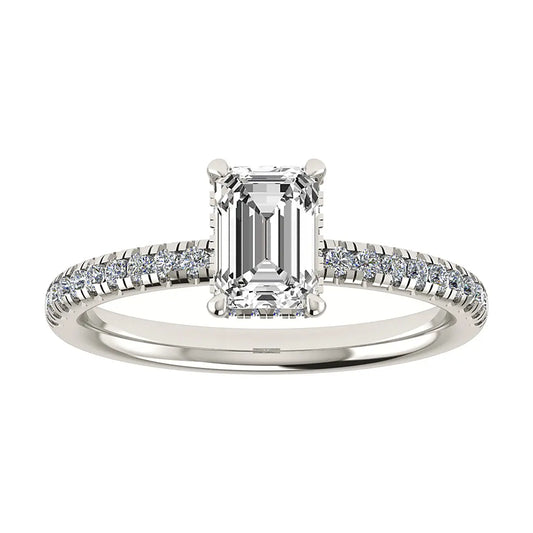 Emerald Platinum Lab Grown Diamond Set Shoulders (Hidden Halo) My Store