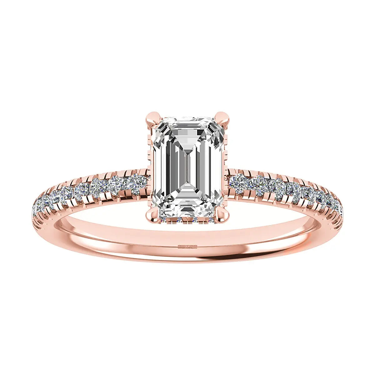Emerald 18K Rose Gold Lab Grown Diamond Set Shoulders (Hidden Halo) My Store