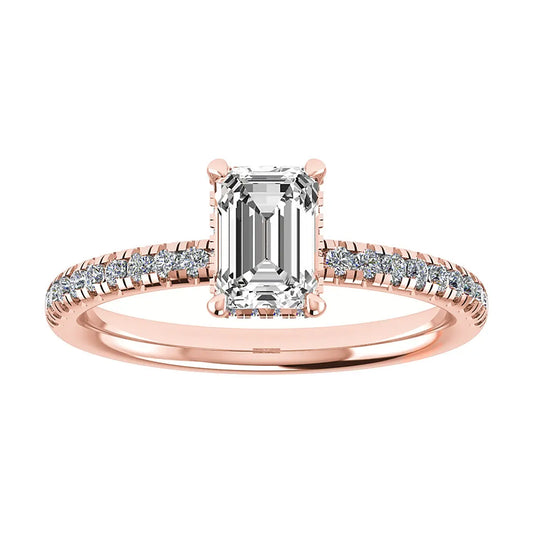 Emerald 18K Rose Gold Lab Grown Diamond Set Shoulders (Hidden Halo) My Store