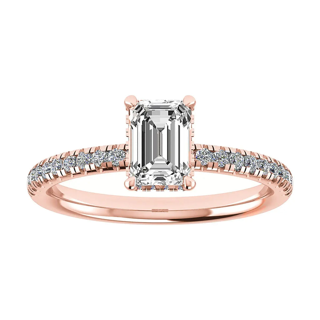 Emerald 18K Rose Gold Lab Grown Diamond Set Shoulders (Hidden Halo) My Store