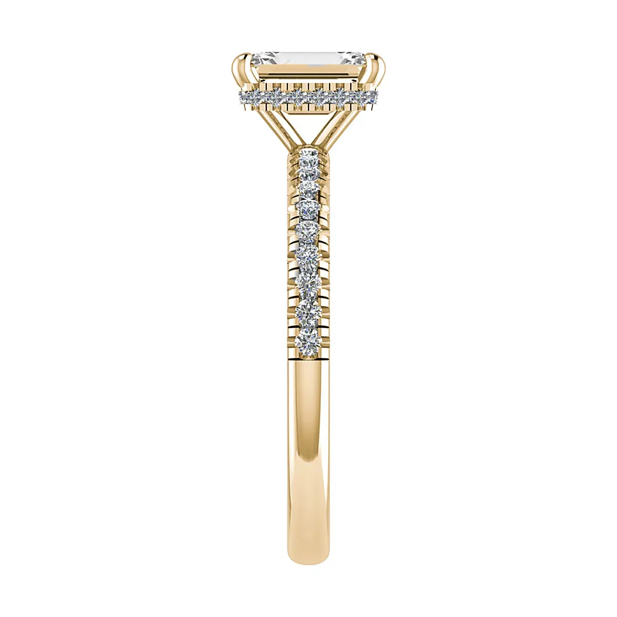 Emerald 18K Yellow Gold Lab Grown Diamond Set Shoulders (Hidden Halo) My Store