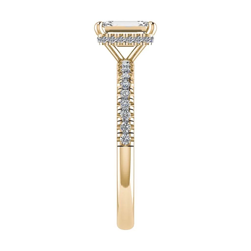 Emerald 18K Yellow Gold Lab Grown Diamond Set Shoulders (Hidden Halo) My Store