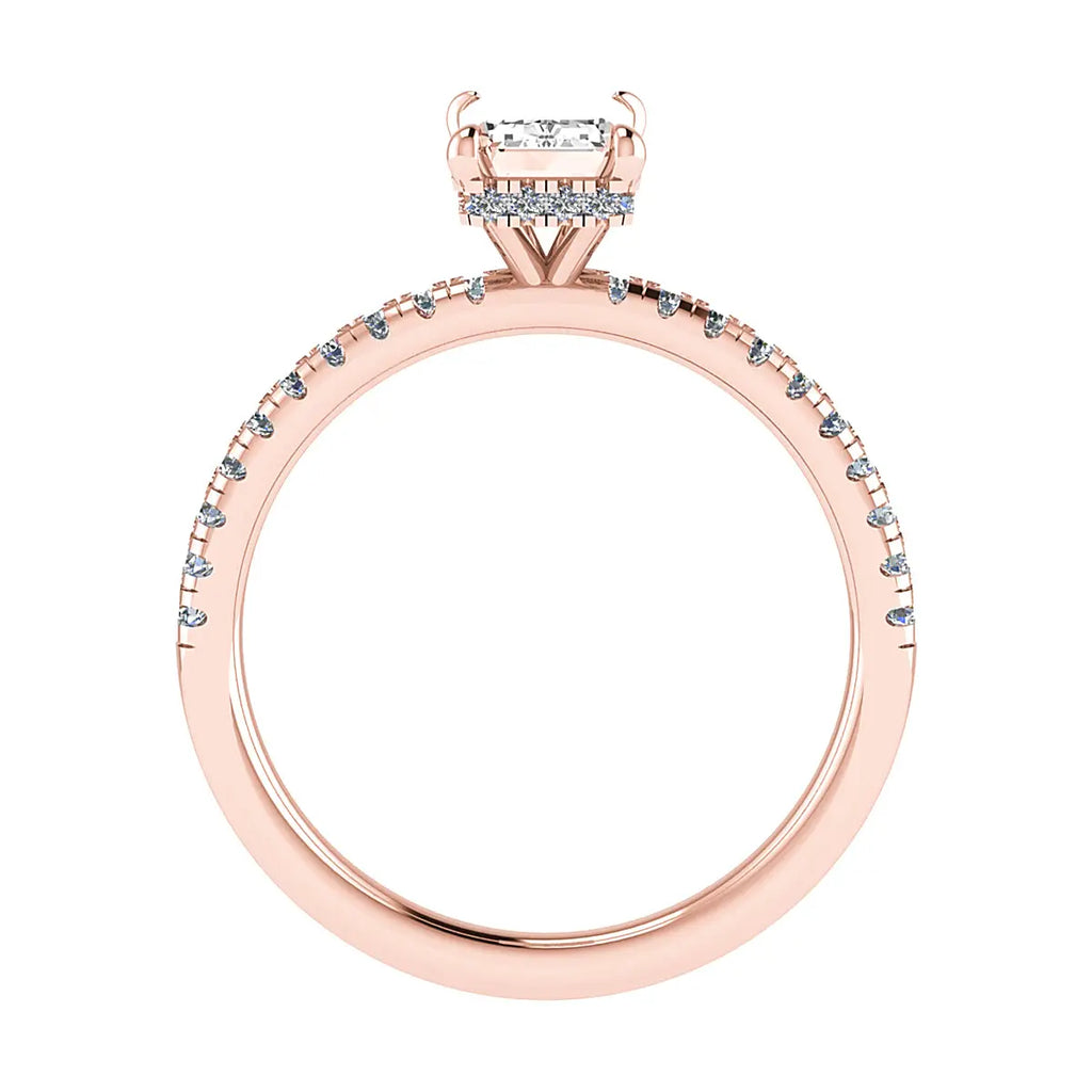 Emerald 18K Rose Gold Lab Grown Diamond Set Shoulders (Hidden Halo) My Store