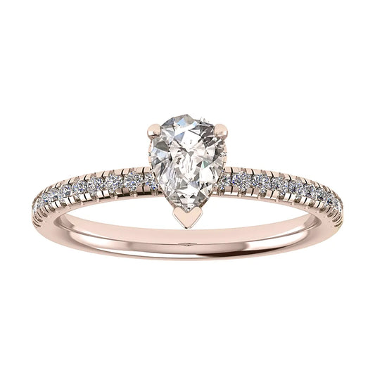 Pear 18K Rose Gold Lab Grown Diamond Set Shoulders (Hidden Halo) My Store