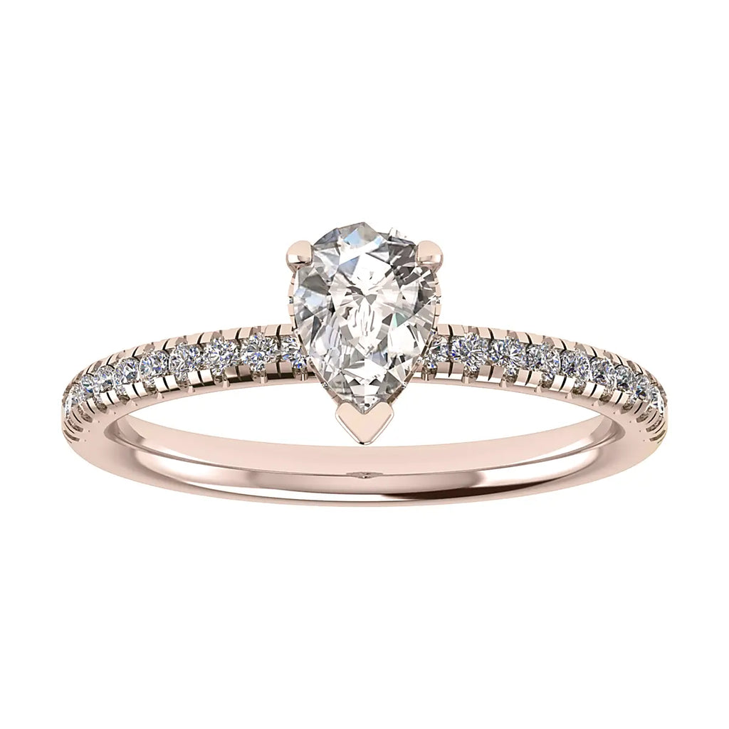 Pear 18K Rose Gold Lab Grown Diamond Set Shoulders (Hidden Halo) My Store