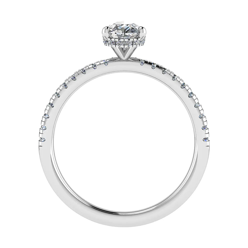 Pear 18K White Gold Lab Grown Diamond Set shoulders (Hidden Halo) My Store