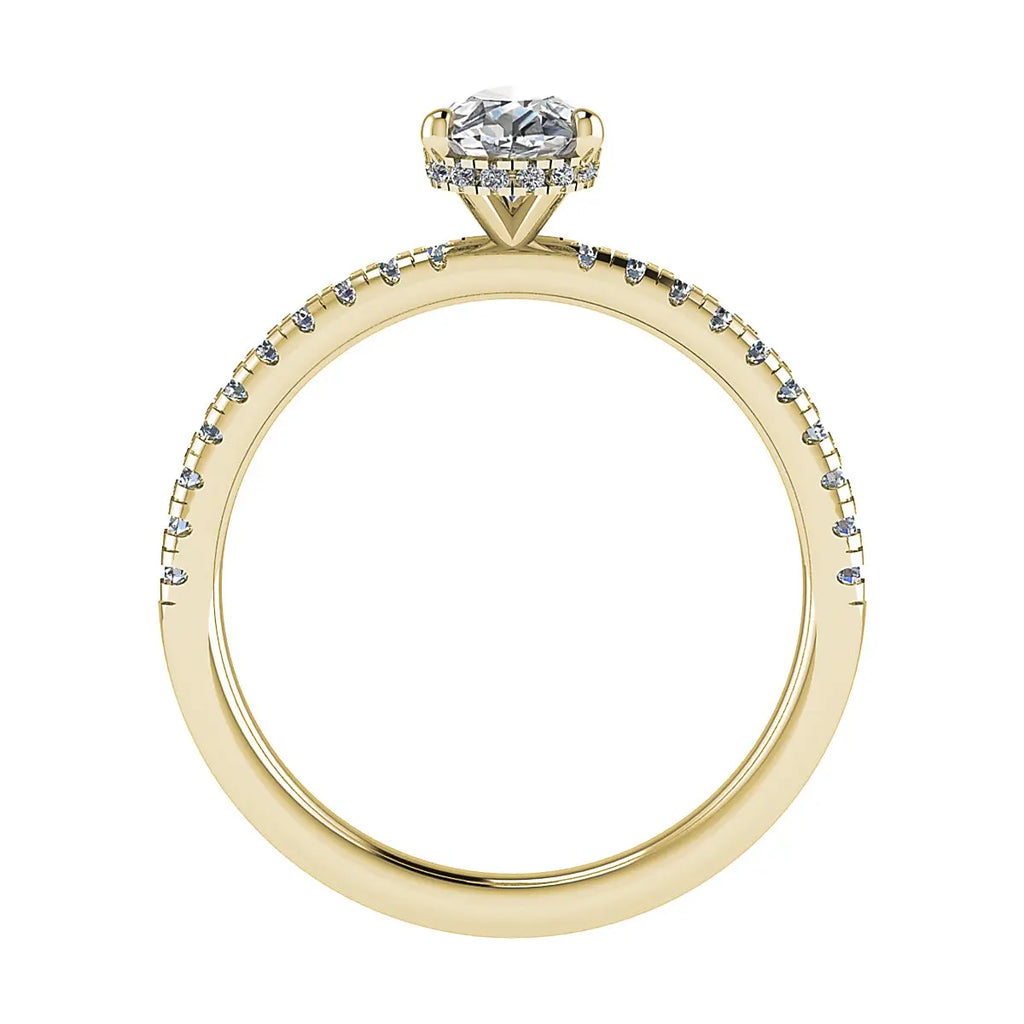 Pear 18K Yellow Gold Lab Grown Diamond Set Shoulders (Hidden Halo) My Store