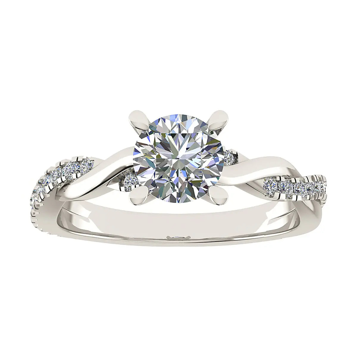 Round 18K White Gold Lab Grown Diamond Set Shoulders My Store
