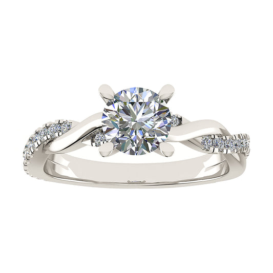 Round Platinum Lab Grown Diamond Set Shoulders