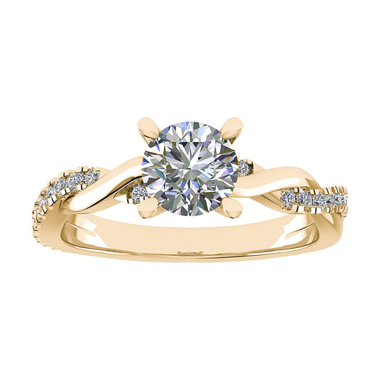Round Yellow Gold Lab Grown Diamond Set Shoulders