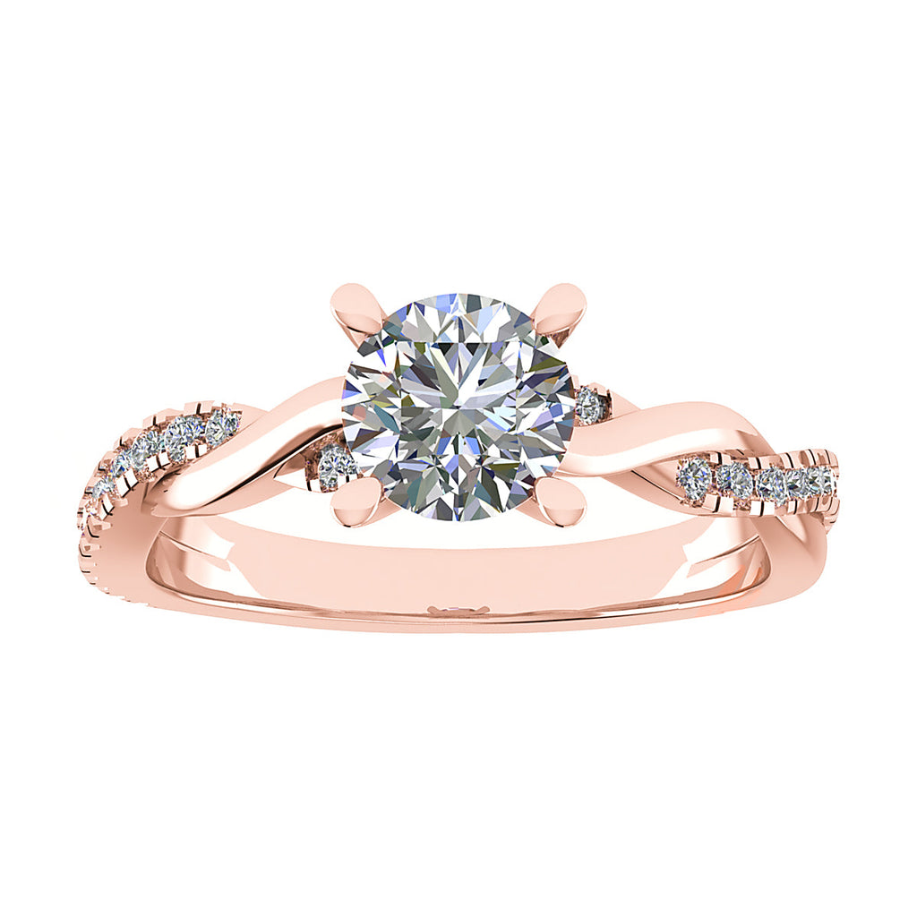 Round 18K Rose Gold Lab Grown Diamond Set Shoulders