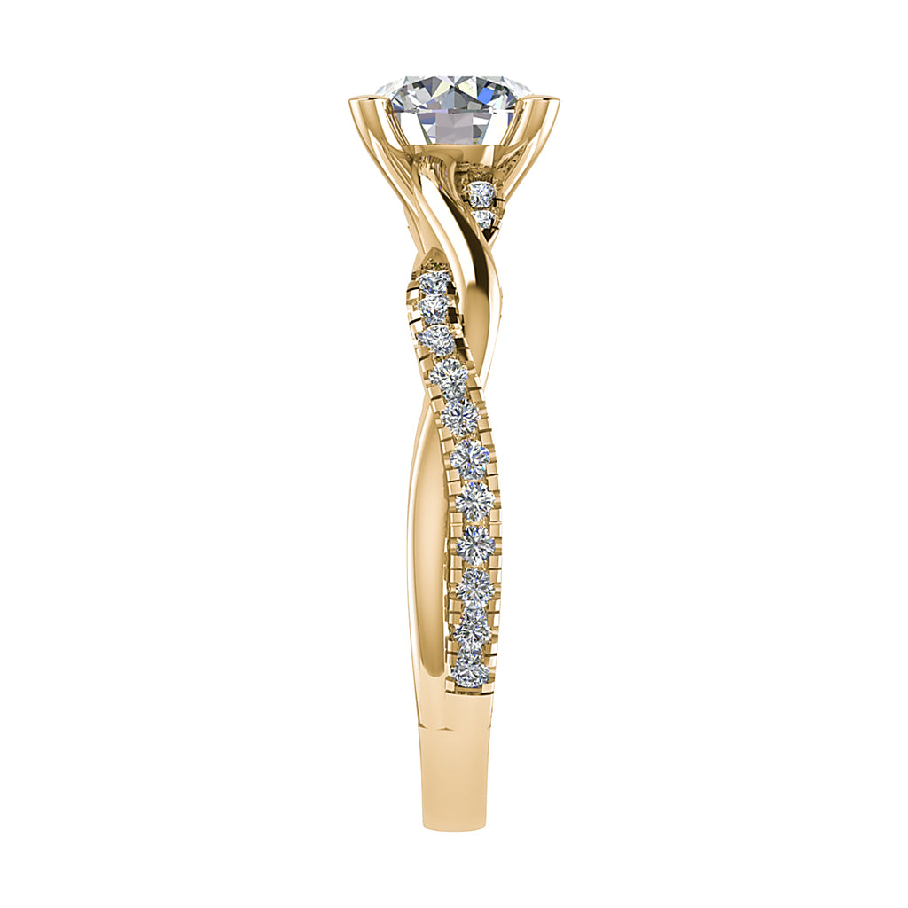 Round Yellow Gold Lab Grown Diamond Set Shoulders