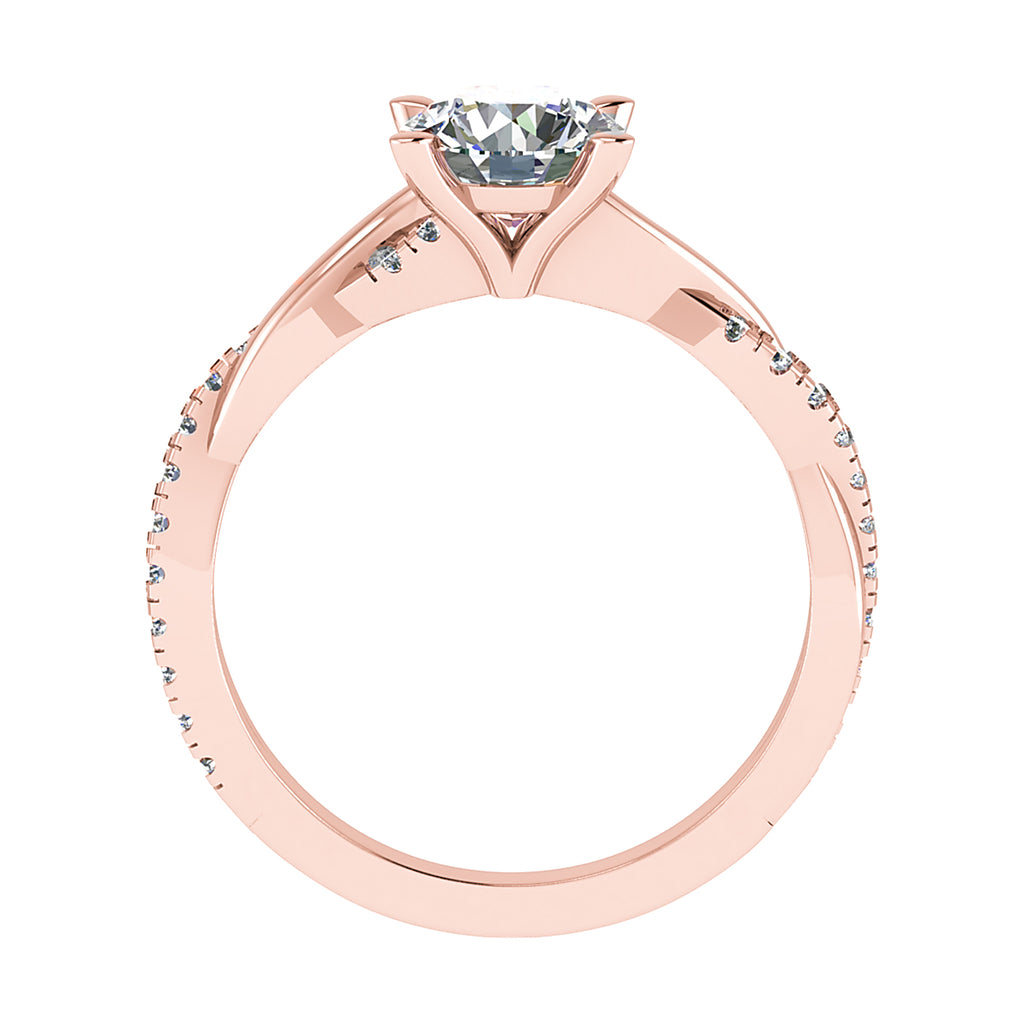Round 18K Rose Gold Lab Grown Diamond Set Shoulders