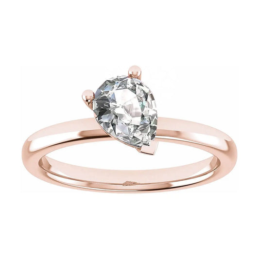 luxury pear rose gold solitaire lab grown diamond engagement ring