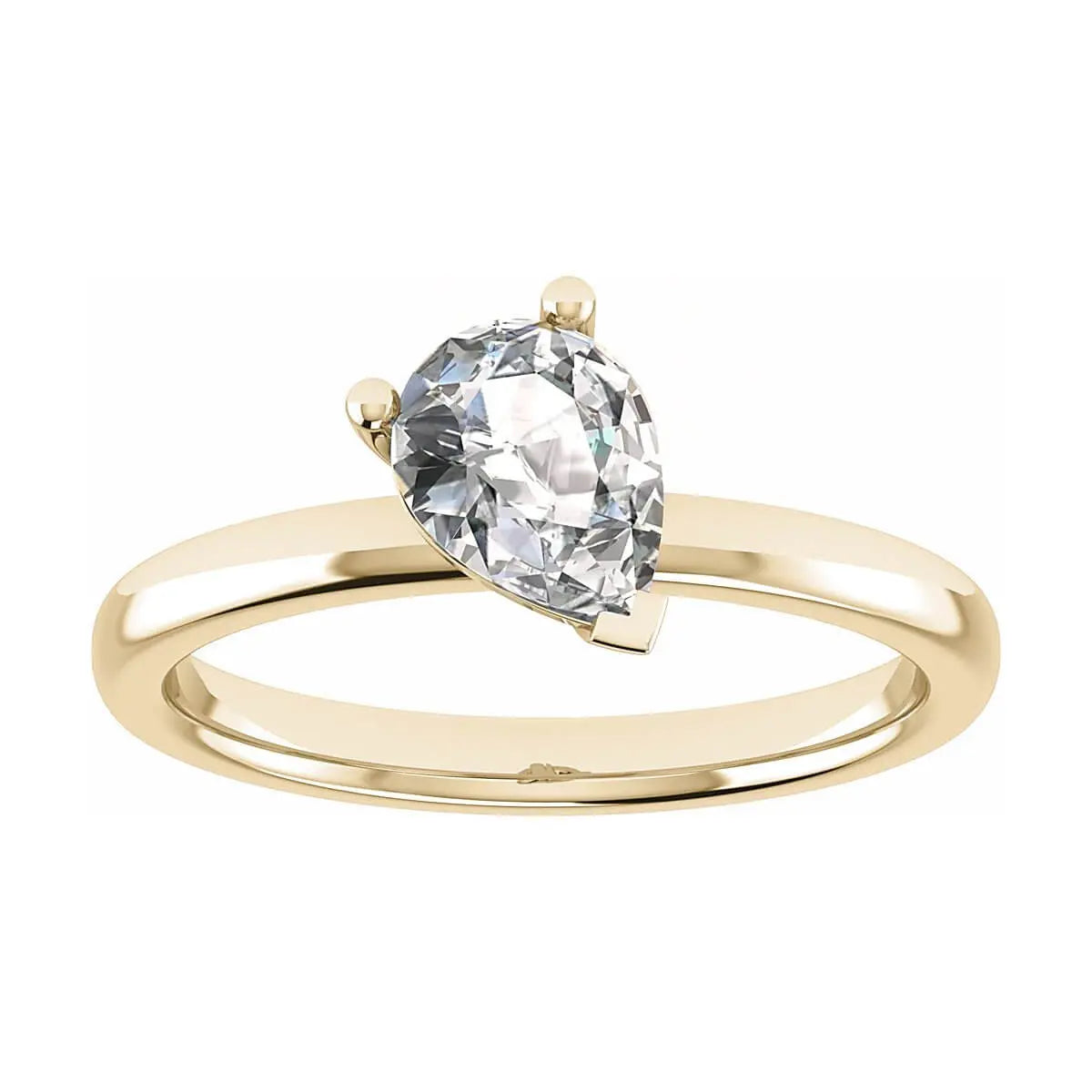 luxury pear yellow gold solitaire lab grown diamond engagement ring