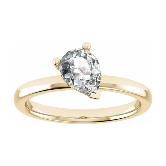 luxury pear yellow gold solitaire lab grown diamond engagement ring
