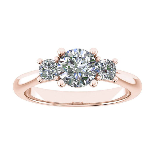 luxury round rose gold diamond trilogy lab grown diamond engagement ring