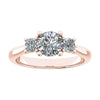 luxury round rose gold diamond trilogy lab grown diamond engagement ring