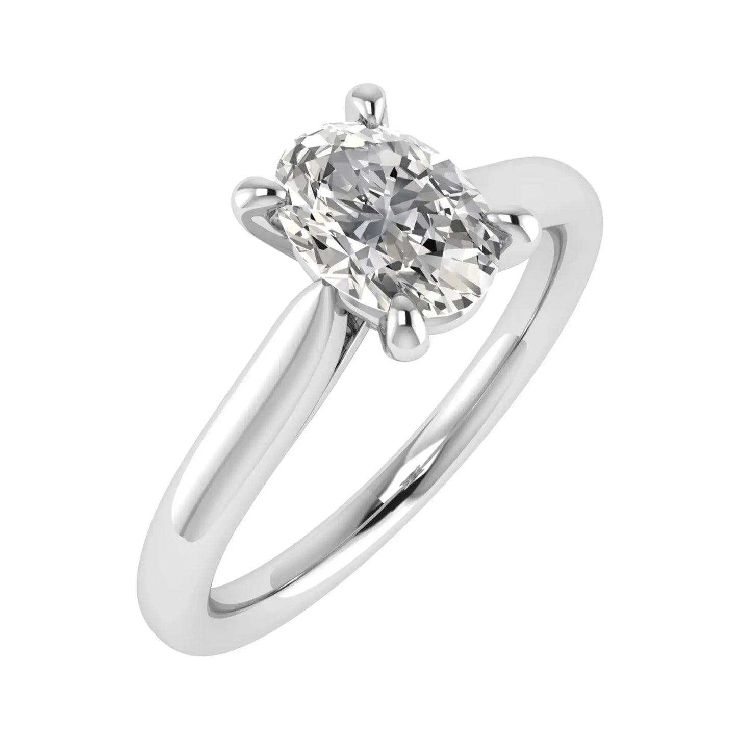 frontal view luxury oval platinum solitaire lab grown diamond engagement ring 