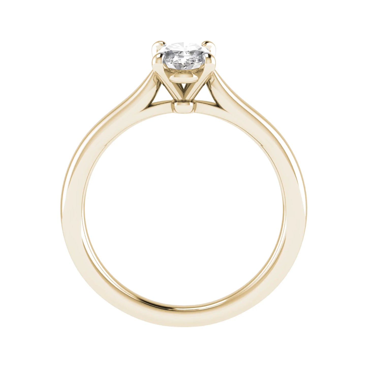 side angle of luxury oval yellow gold solitaire lab grown diamond engagement ring 