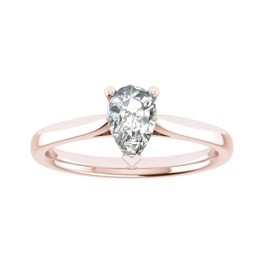 luxury pear rose gold solitaire lab grown diamond engagement ring