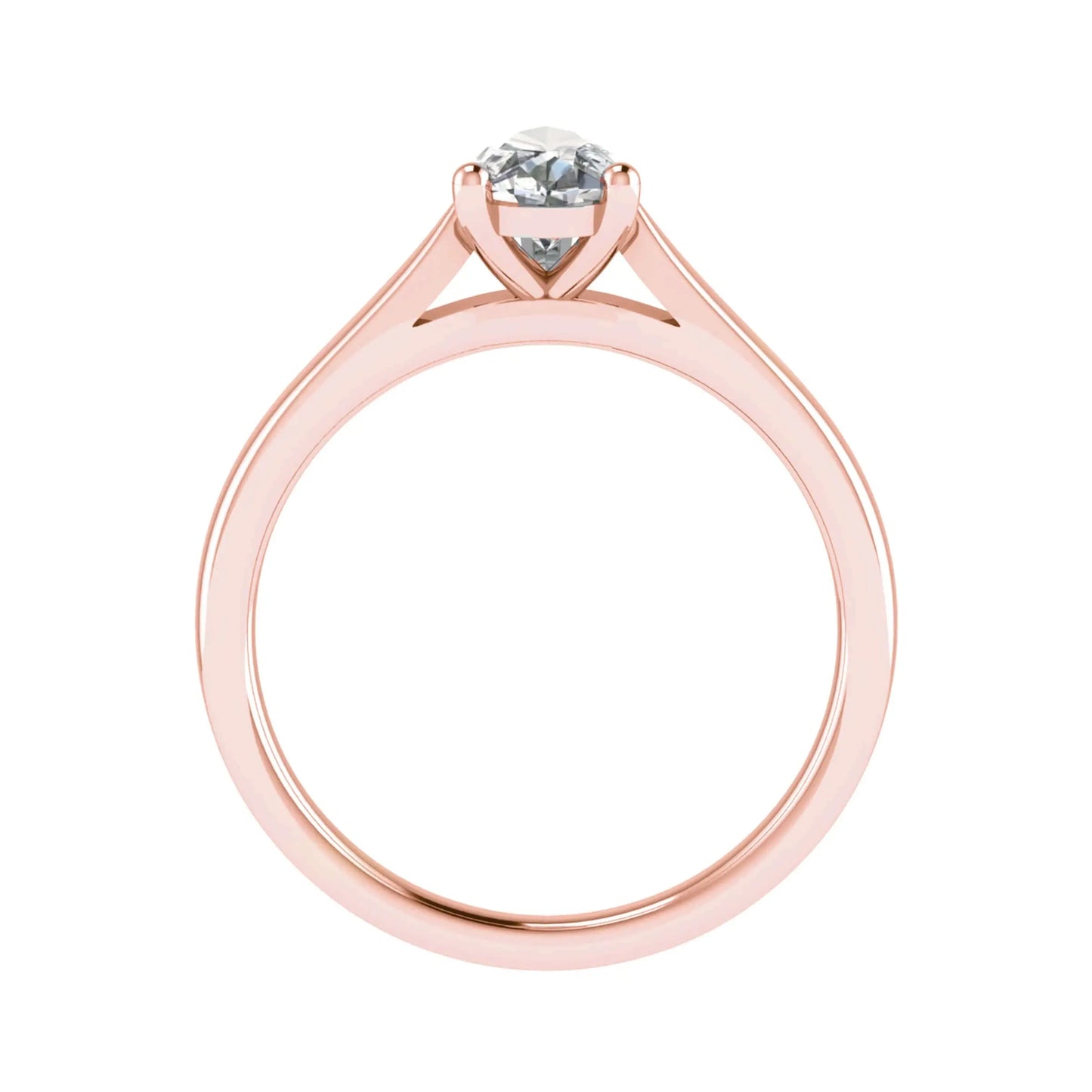 side image of luxury pear rose gold solitaire lab grown diamond engagement ring