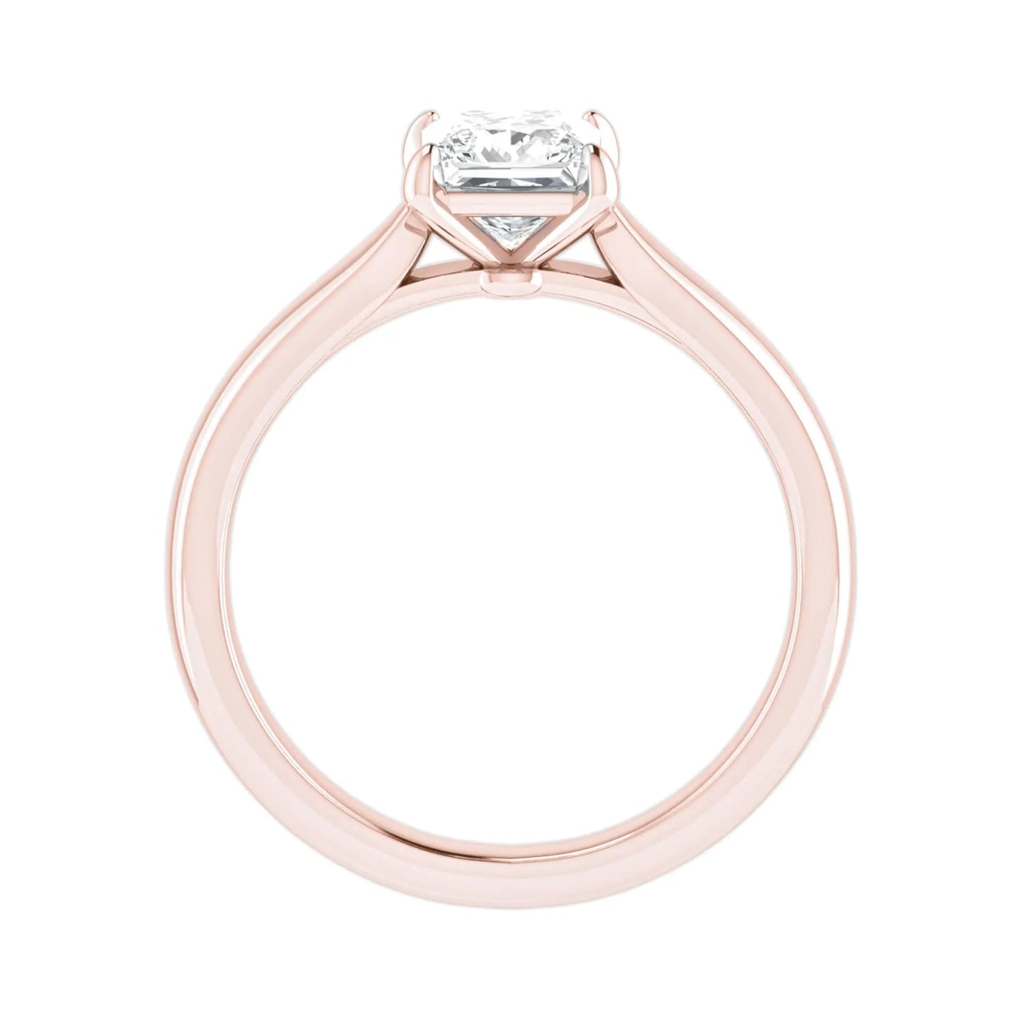 side view luxury princess rose gold solitaire lab grown diamond engagement ring