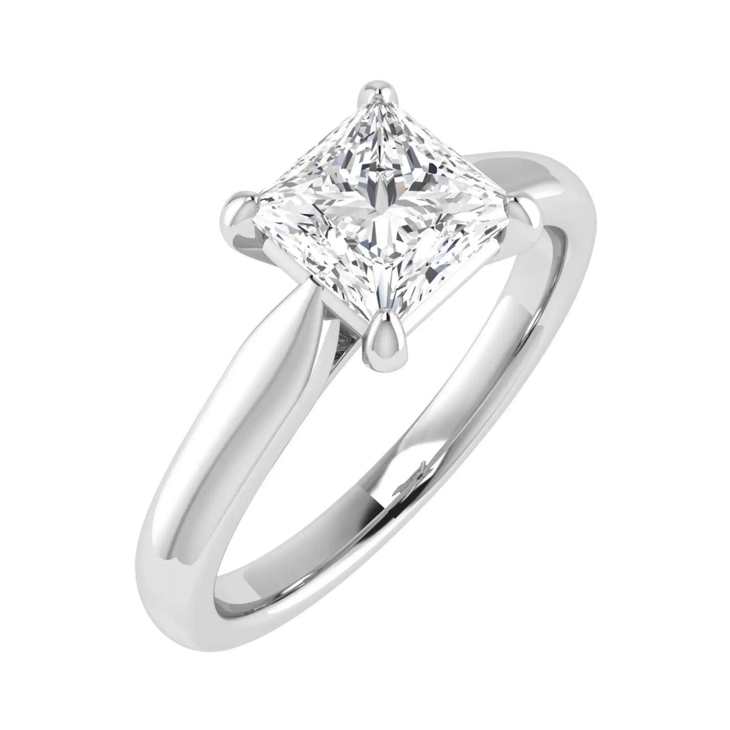 side angle luxury princess white gold solitaire lab grown diamond engagement ring 