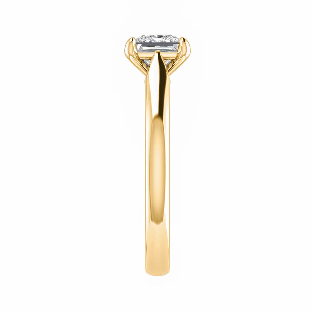 side view luxury princess yellow gold solitaire lab grown diamond engagement ring