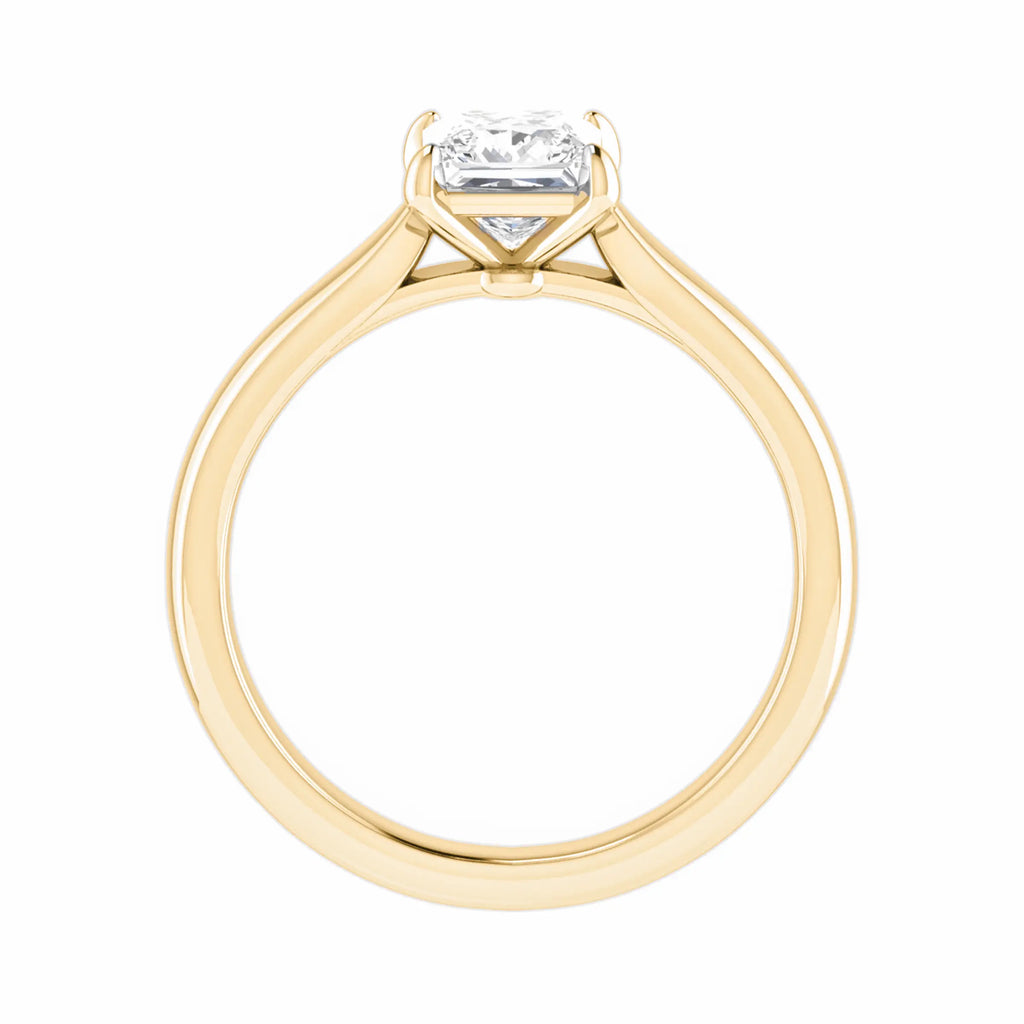 side view luxury princess yellow gold solitaire lab grown diamond engagement ring