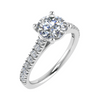 frontal view luxury round platinum diamond set shoulders lab grown diamond engagement ring
