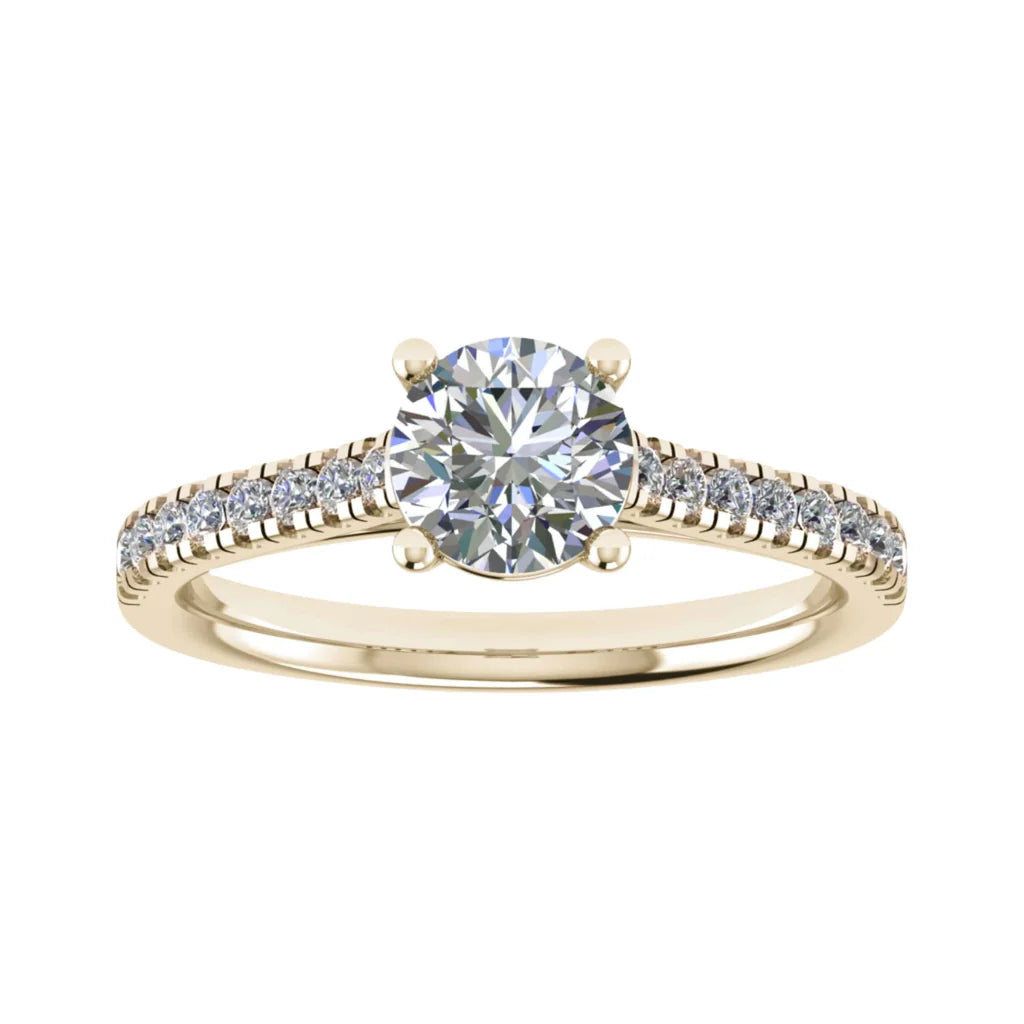 Round White Gold Lab Grown Diamond Set Shoulders