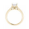 side angle of emerald yellow gold solitaire lab grown diamond engagement ring