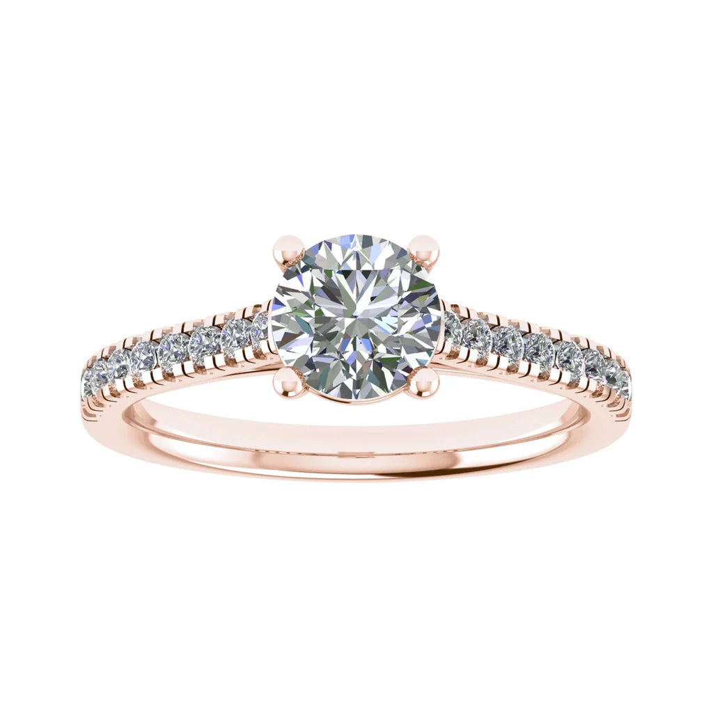 Round White Gold Lab Grown Diamond Set Shoulders