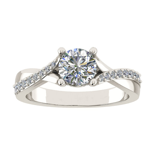 Round Platinum Lab Grown Diamond Set Shoulders
