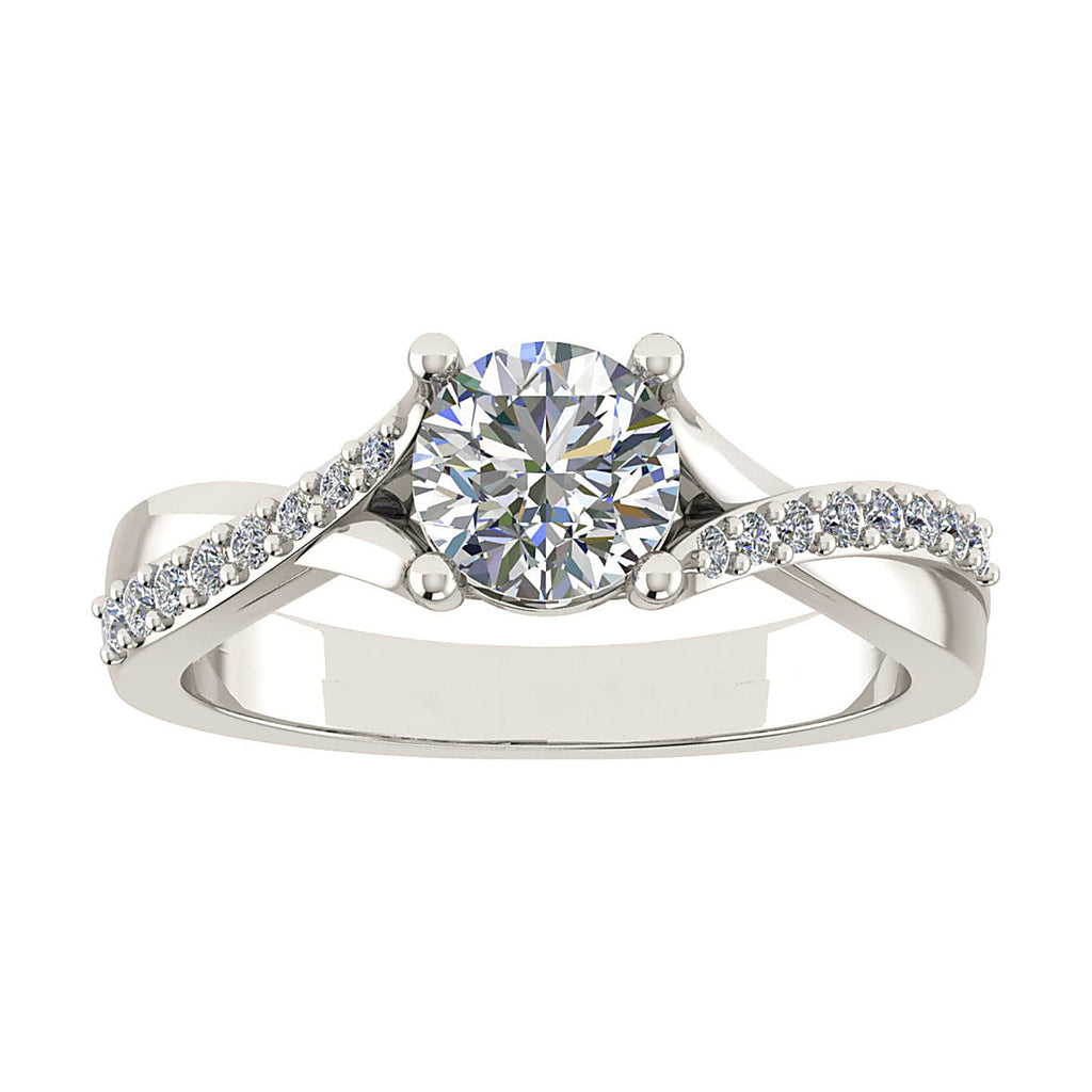Round Platinum Lab Grown Diamond Set Shoulders