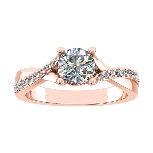 Round 18K Rose Gold Lab Grown Diamond Set Shoulders