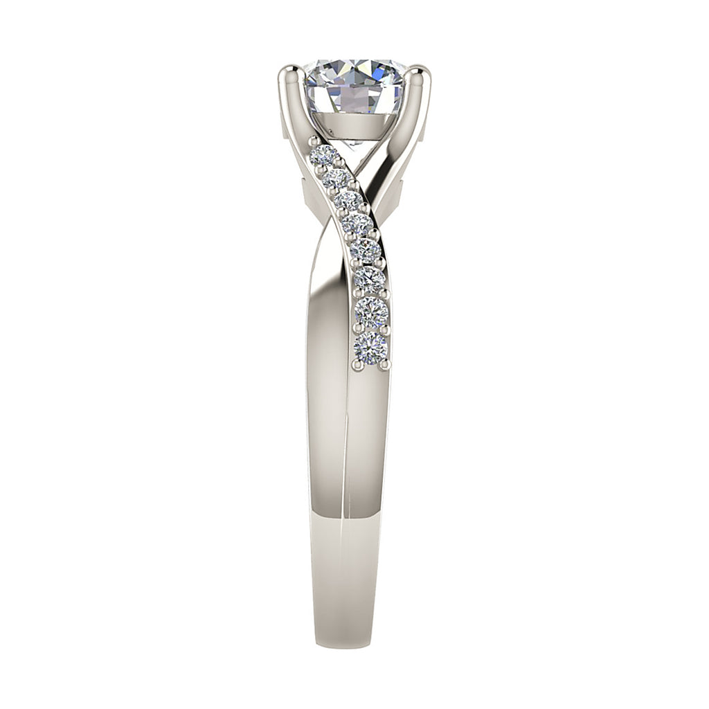 Round Platinum Lab Grown Diamond Set Shoulders