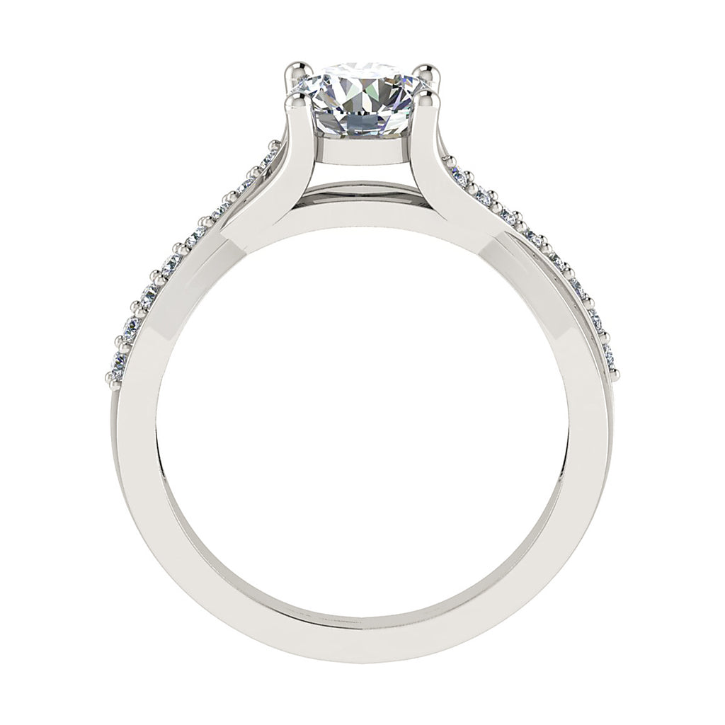 Round Platinum Lab Grown Diamond Set Shoulders