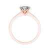 side image of luxury round rose gold solitaire lab grown diamond engagement ring