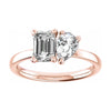 luxury emerald and pear rose gold lab grown diamond pair engagement ring