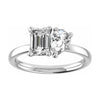 luxury emerald and pear white gold lab grown diamond pair engagement ring