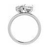 side view luxury emerald and pear white gold lab grown diamond pair engagement ring