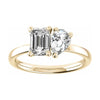 luxury emerald and pear yellow gold lab grown diamond pair engagement ring