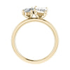 side view luxury emerald and pear yellow gold lab grown diamond pair engagement ring