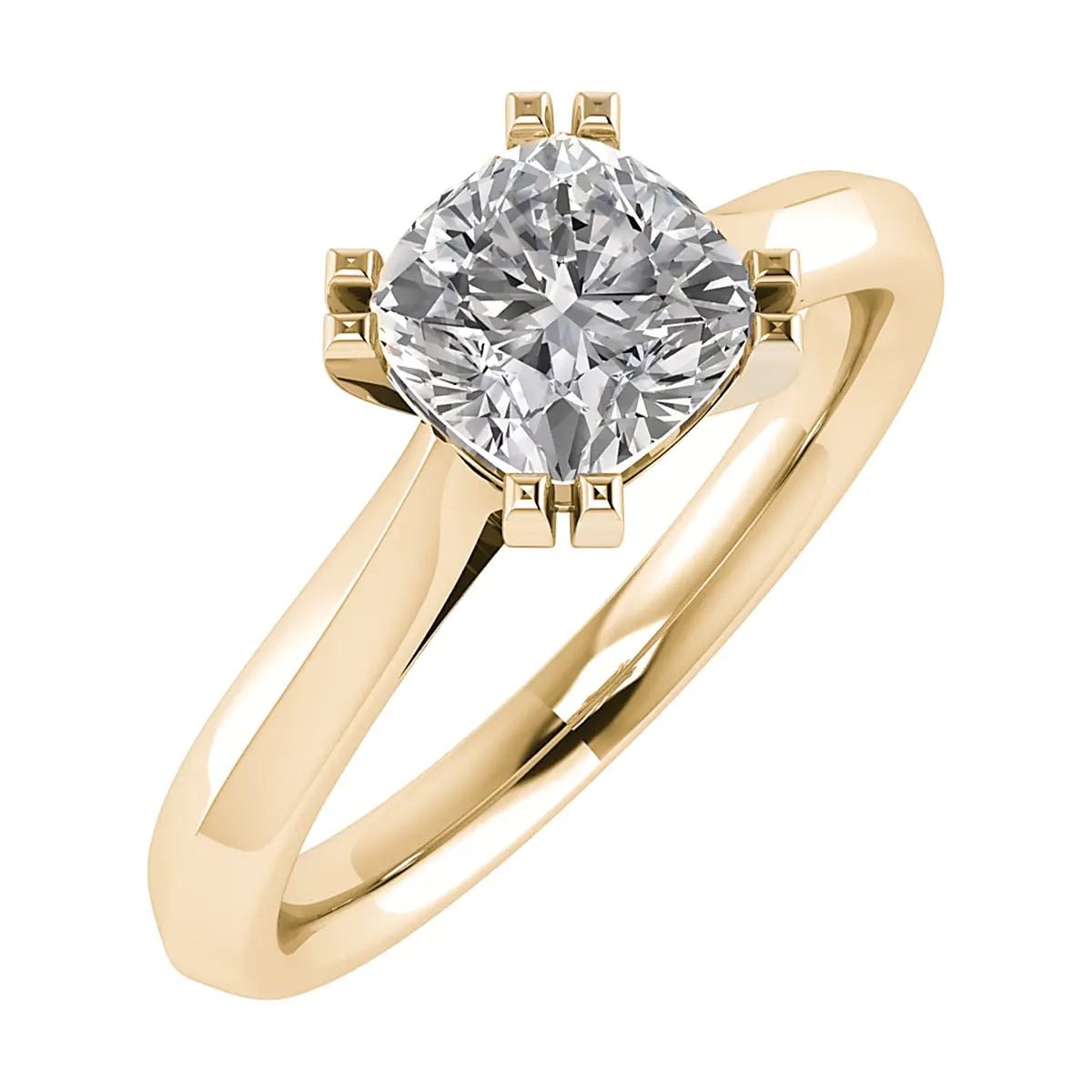 Cushion 18K Yellow Gold Lab Grown Solitaire - Lester & Brown