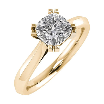 Cushion 18K Yellow Gold Lab Grown Solitaire - Lester & Brown