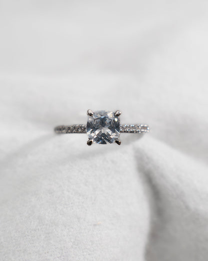 Cushion Platinum Lab Grown Diamond Set Shoulders (Hidden Halo) - Lester & Brown