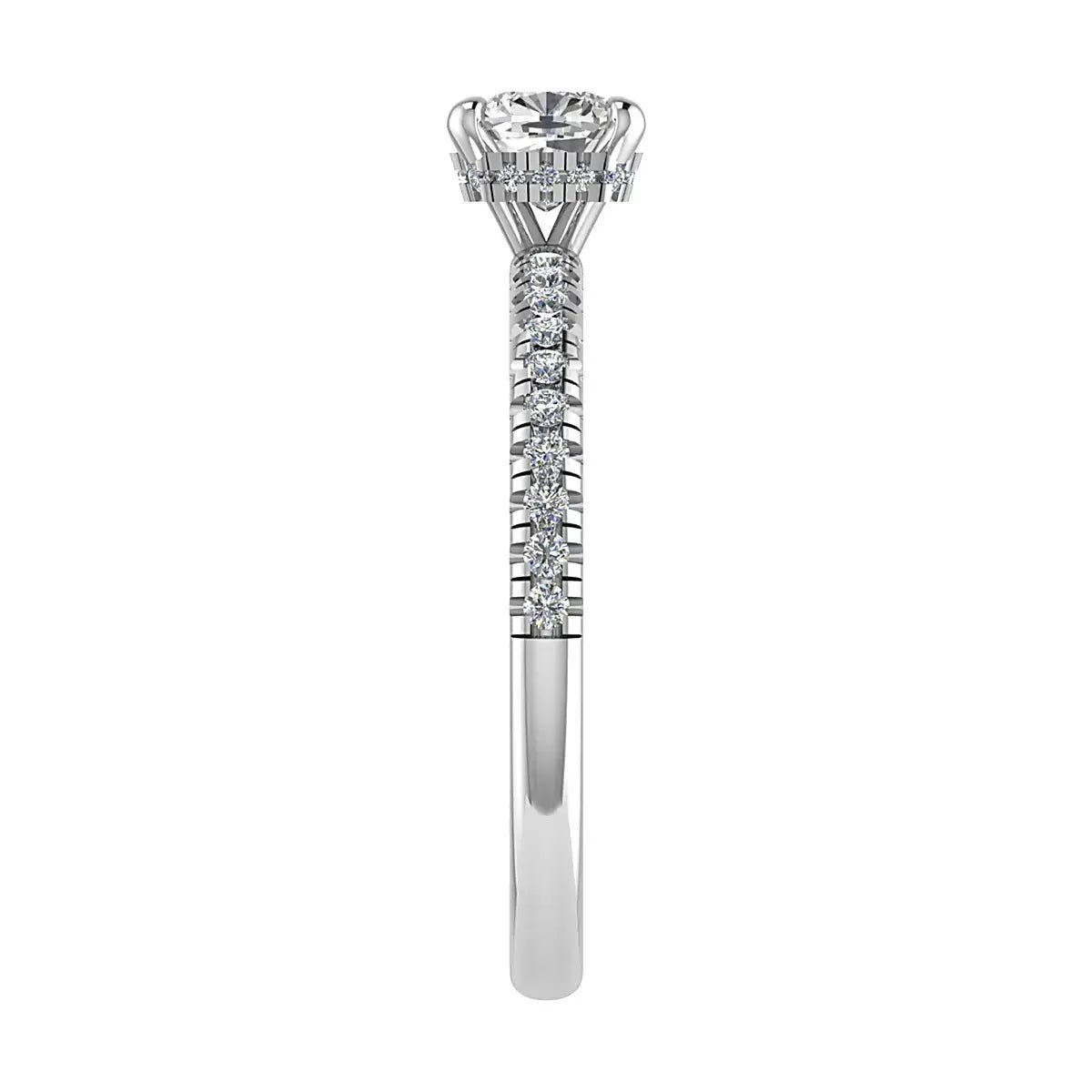 Cushion Platinum Lab Grown Diamond Set Shoulders (Hidden Halo) - Lester & Brown