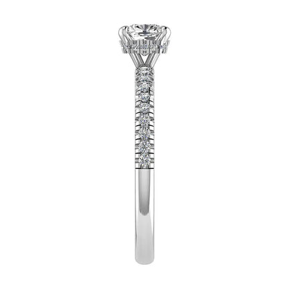 Cushion Platinum Lab Grown Diamond Set Shoulders (Hidden Halo) - Lester & Brown
